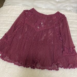 Free People Lace Skirt in Deep Burgundy